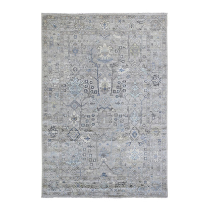 Oushak And Peshawar Wool Hand Knotted Rug Grey Silver 6.1X8.11 -O088526