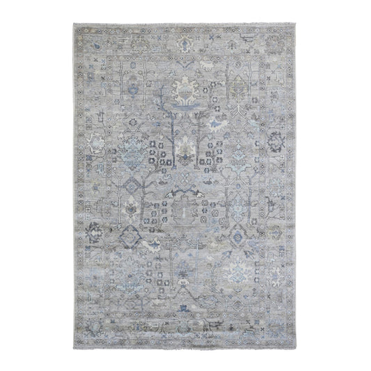 Oushak And Peshawar Wool Hand Knotted Rug Grey Silver 6.1X8.11 -O088526