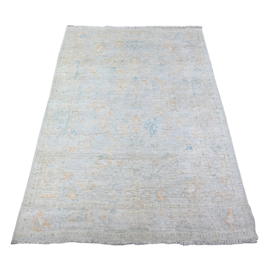 Oushak And Peshawar Wool Hand Knotted Rug Blue Blue 3.11X5.9 -O088528