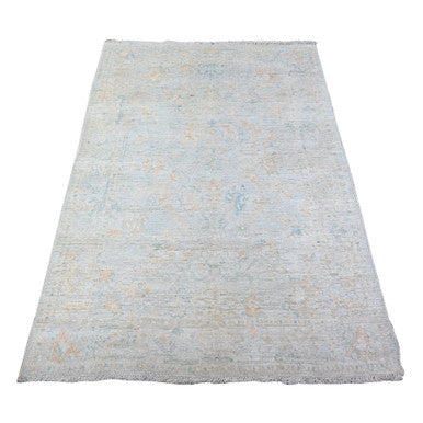 Oushak And Peshawar Wool Hand Knotted Rug Blue Blue 3.11X5.9 -O088528