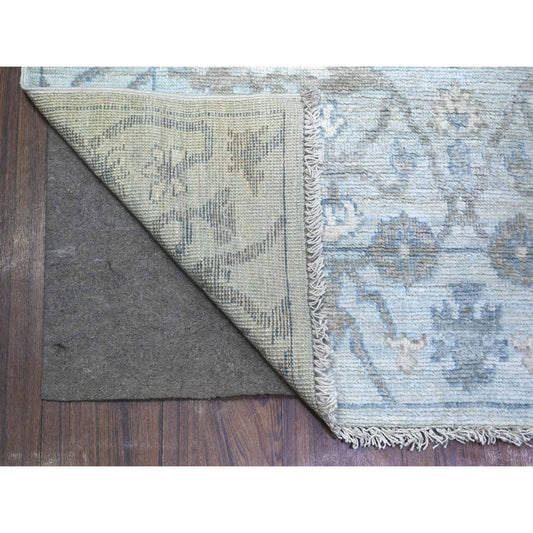 Oushak And Peshawar Wool Hand Knotted Rug Blue Blue 4.0X11.10 -O088529
