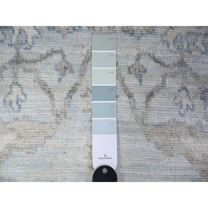 Oushak And Peshawar Wool Hand Knotted Rug Blue Blue 4.0X11.10 -O088529