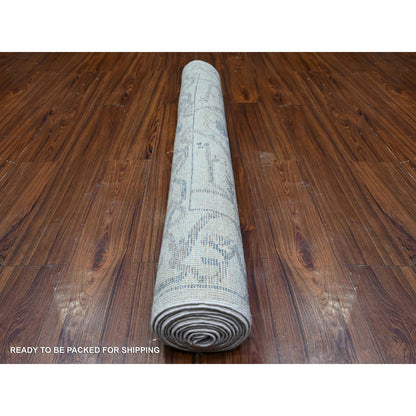 Oushak And Peshawar Wool Hand Knotted Rug Blue Blue 4.0X11.10 -O088529