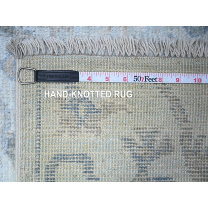 Oushak And Peshawar Wool Hand Knotted Rug Blue Blue 4.0X11.10 -O088529