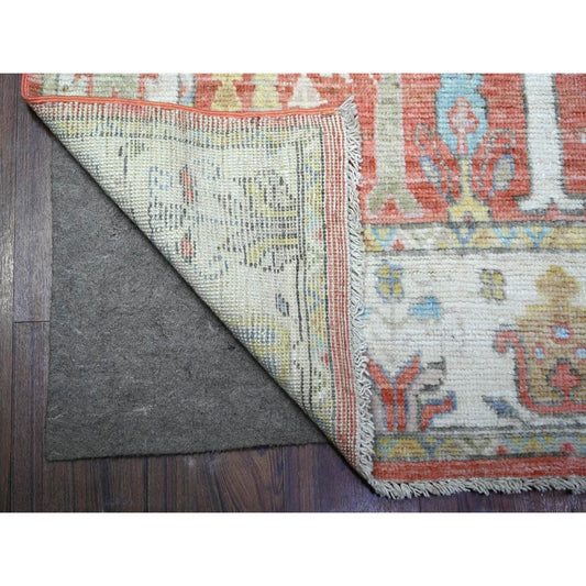 Oushak And Peshawar Wool Hand Knotted Rug Pink Ivory 4.0X6.0 -O088530