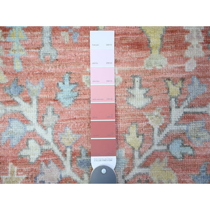 Oushak And Peshawar Wool Hand Knotted Rug Pink Ivory 4.0X6.0 -O088530