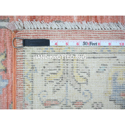 Oushak And Peshawar Wool Hand Knotted Rug Pink Ivory 4.0X6.0 -O088530