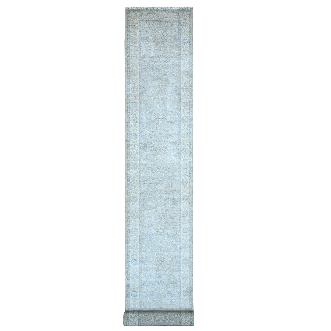 Gray 2'6" x 19'1" Oushak And Peshawar Hand knotted Wool Rug - Sku: O088531
