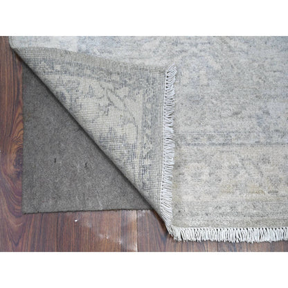 Oushak And Peshawar Wool Hand Knotted Rug Grey Ivory 2.6X19.1 -O088531