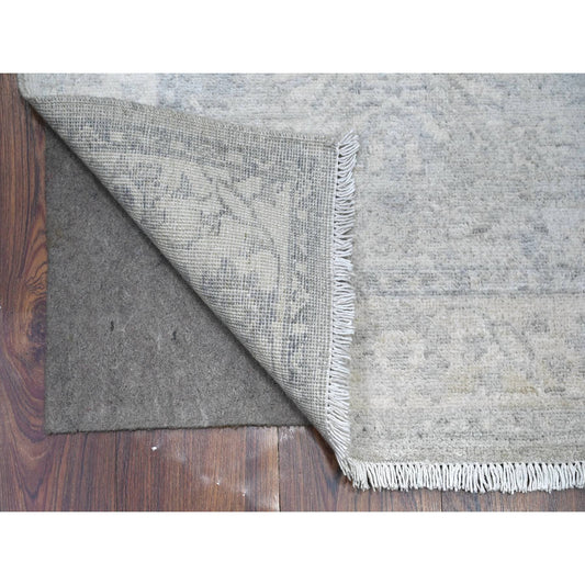 Oushak And Peshawar Wool Hand Knotted Rug Grey Ivory 2.6X19.1 -O088531