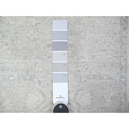 Oushak And Peshawar Wool Hand Knotted Rug Grey Ivory 2.6X19.1 -O088531