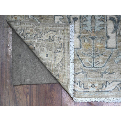 Oushak And Peshawar Wool Hand Knotted Rug Grey Gray 2.9X11.6 -O088534
