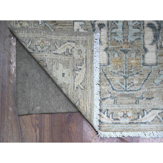 Oushak And Peshawar Wool Hand Knotted Rug Grey Gray 2.9X11.6 -O088534