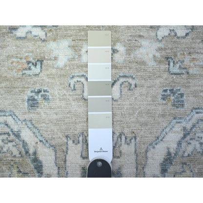 Oushak And Peshawar Wool Hand Knotted Rug Grey Gray 2.9X11.6 -O088534