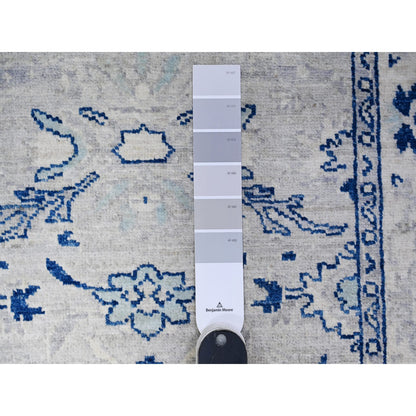 Oushak And Peshawar Wool Hand Knotted Rug Grey Ivory 2.7X21.4 -O088535