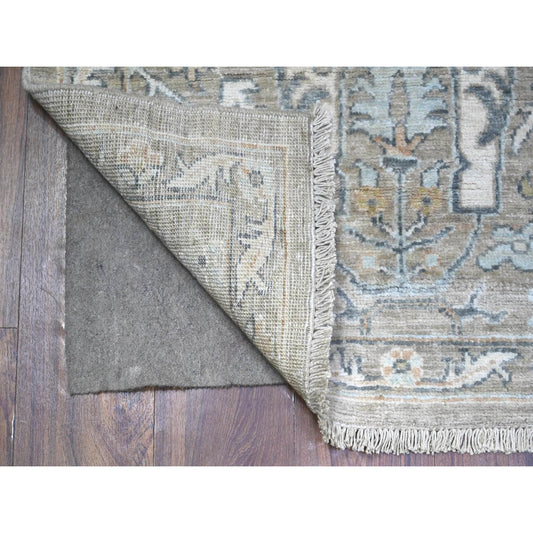 Oushak And Peshawar Wool Hand Knotted Rug Grey Gray 2.9X11.10 -O088537