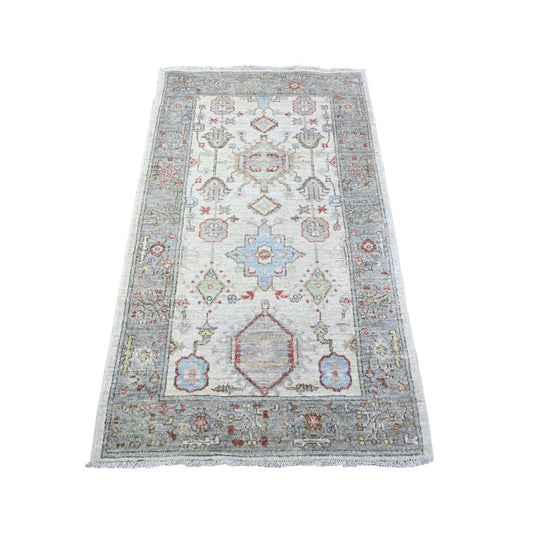 Oushak And Peshawar Wool Hand Knotted Rug Grey Gray 3.0X5.0 -O088542