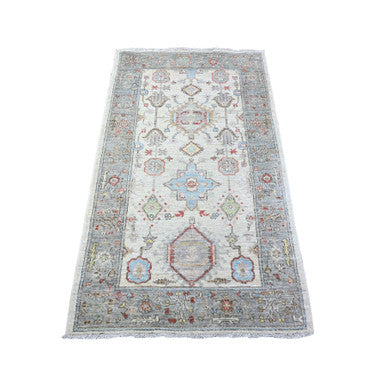 Oushak And Peshawar Wool Hand Knotted Rug Grey Gray 3.0X5.0 -O088542