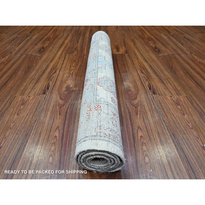 Oushak And Peshawar Wool Hand Knotted Rug Grey Gray 3.0X5.0 -O088542