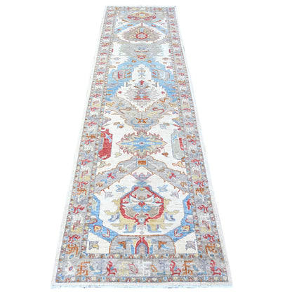 Oushak And Peshawar Wool Hand Knotted Rug Ivory Gray 2.8X9.10 -O088545