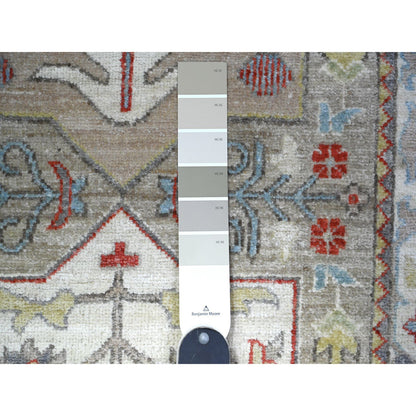 Oushak And Peshawar Wool Hand Knotted Rug Grey Link White 2.8X12.1 -O088546