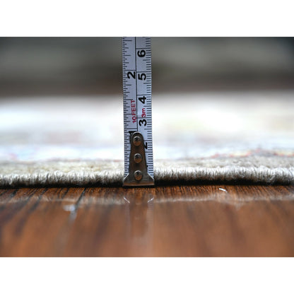 Oushak And Peshawar Wool Hand Knotted Rug Grey Link White 2.8X12.1 -O088546