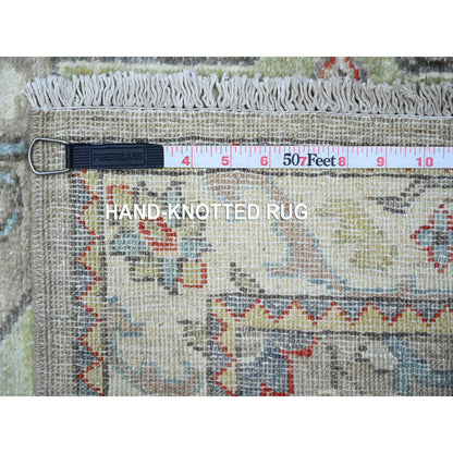 Oushak And Peshawar Wool Hand Knotted Rug Grey Link White 2.8X12.1 -O088546