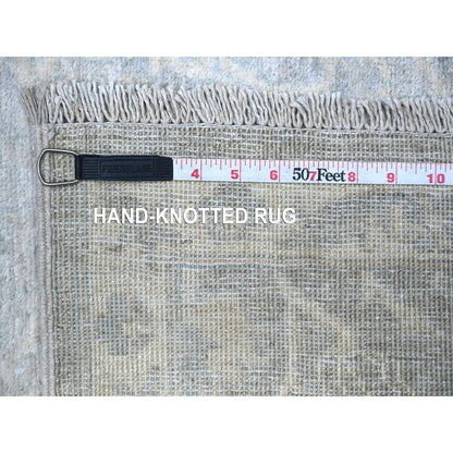 Oushak And Peshawar Wool Hand Knotted Rug Grey White 2.6X11.7 -O088547