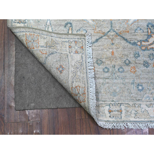 Oushak And Peshawar Wool Hand Knotted Rug Grey White 2.11X4.9 -O088551