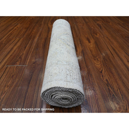 Oushak And Peshawar Wool Hand Knotted Rug Ivory 2.8x11.3 -O088552