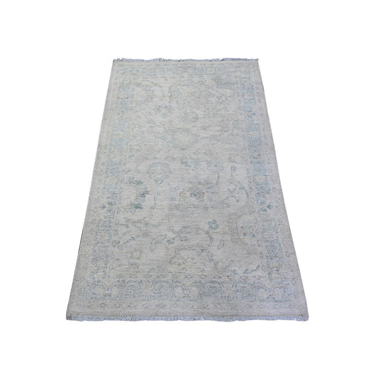 Oushak And Peshawar Wool Hand Knotted Rug Grey Gray 3.0X5.0 -O088553