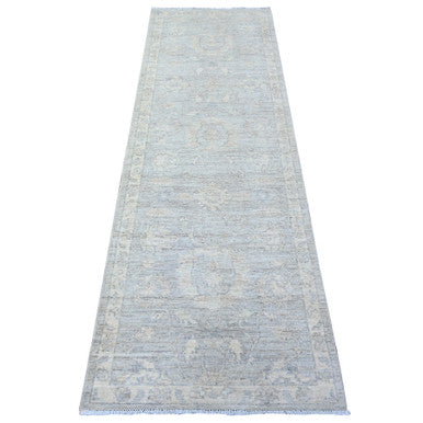 Oushak And Peshawar Wool Hand Knotted Rug Grey White 2.6X7.10 -O088555