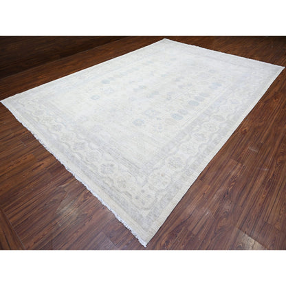 Oushak And Peshawar Wool Hand Knotted Rug Ivory White 9.8X13.6 -O088558