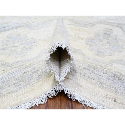 Oushak And Peshawar Wool Hand Knotted Rug Ivory White 9.8X13.6 -O088558