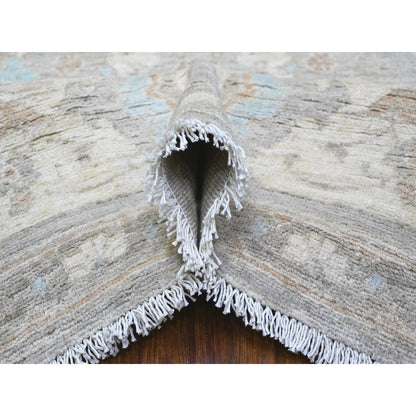Oushak And Peshawar Wool Hand Knotted Rug Grey White 8.10X10.9 -O088560