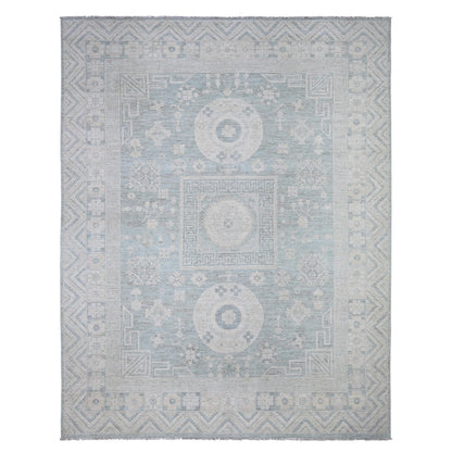 Oushak And Peshawar Wool Hand Knotted Rug Blue 8.10x11.3 -O088561