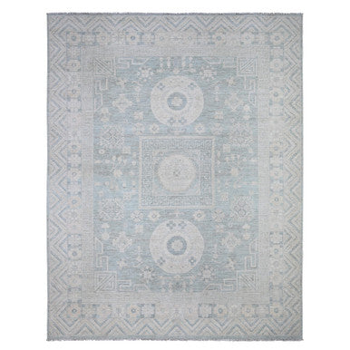 Oushak And Peshawar Wool Hand Knotted Rug Blue 8.10x11.3 -O088561