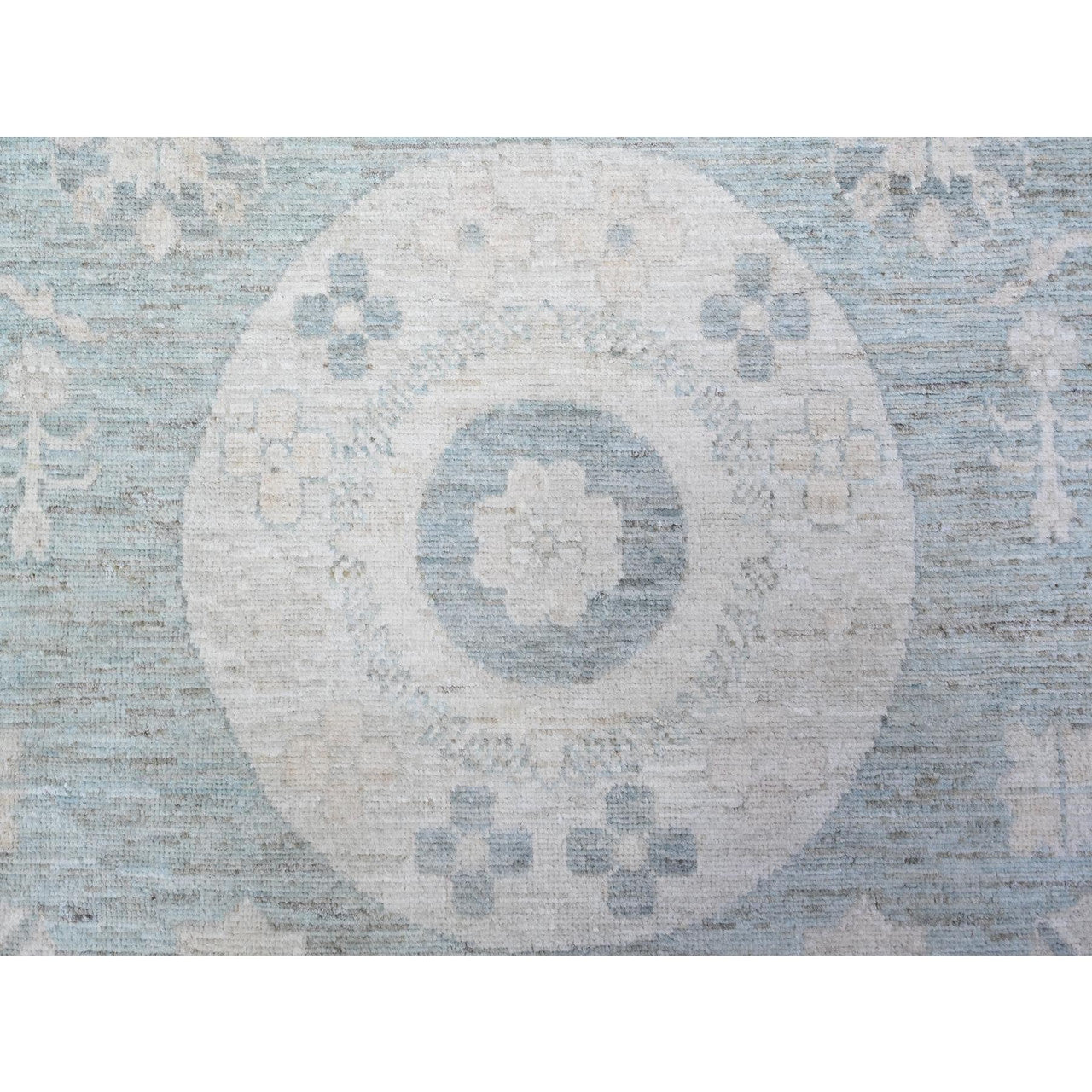 Blue 8'10" x 11'3" Oushak And Peshawar Hand knotted Wool Rug - Sku: O088561