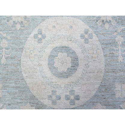 Oushak And Peshawar Wool Hand Knotted Rug Blue 8.10x11.3 -O088561