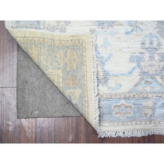 Oushak And Peshawar Wool Hand Knotted Rug Ivory Gray 2.11X6.0 -O088567