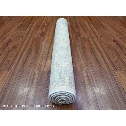Oushak And Peshawar Wool Hand Knotted Rug Ivory Gray 2.11X6.0 -O088567