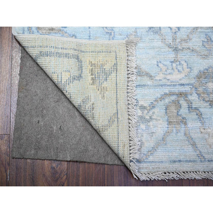 Oushak And Peshawar Wool Hand Knotted Rug Blue Blue 4.0X11.10 -O088568