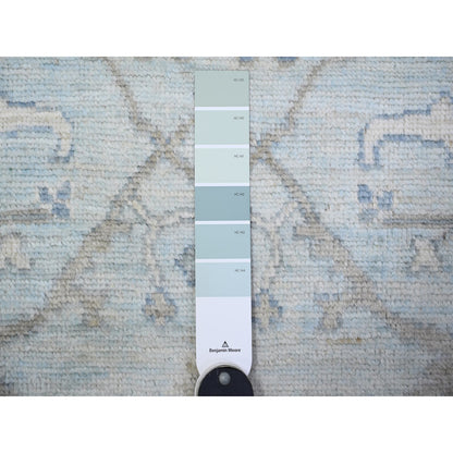 Oushak And Peshawar Wool Hand Knotted Rug Blue Blue 4.0X11.10 -O088568