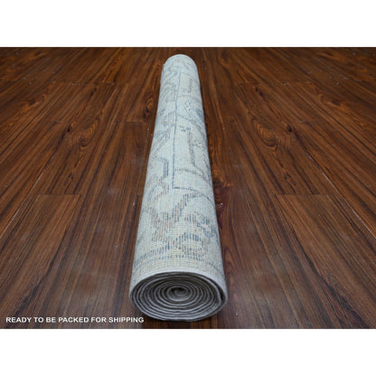 Oushak And Peshawar Wool Hand Knotted Rug Blue Blue 4.0X11.10 -O088568