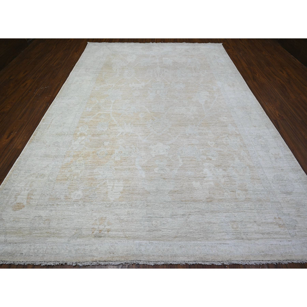 Oushak And Peshawar Wool Hand Knotted Rug Orange Ivory 8.9X12.5 -O088579