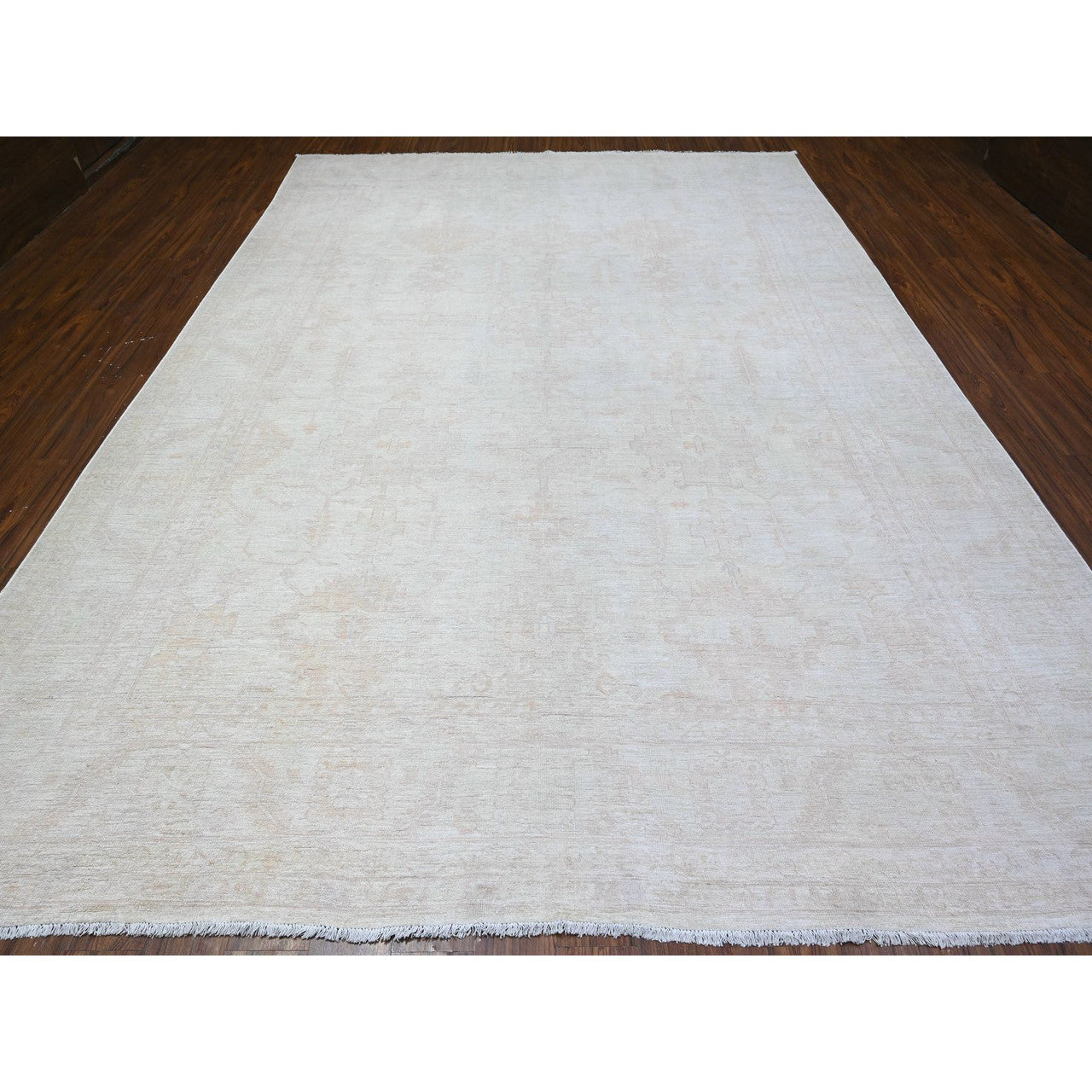 Oushak And Peshawar Wool Hand Knotted Rug Grey Gray 9.8X13.1 -O088581