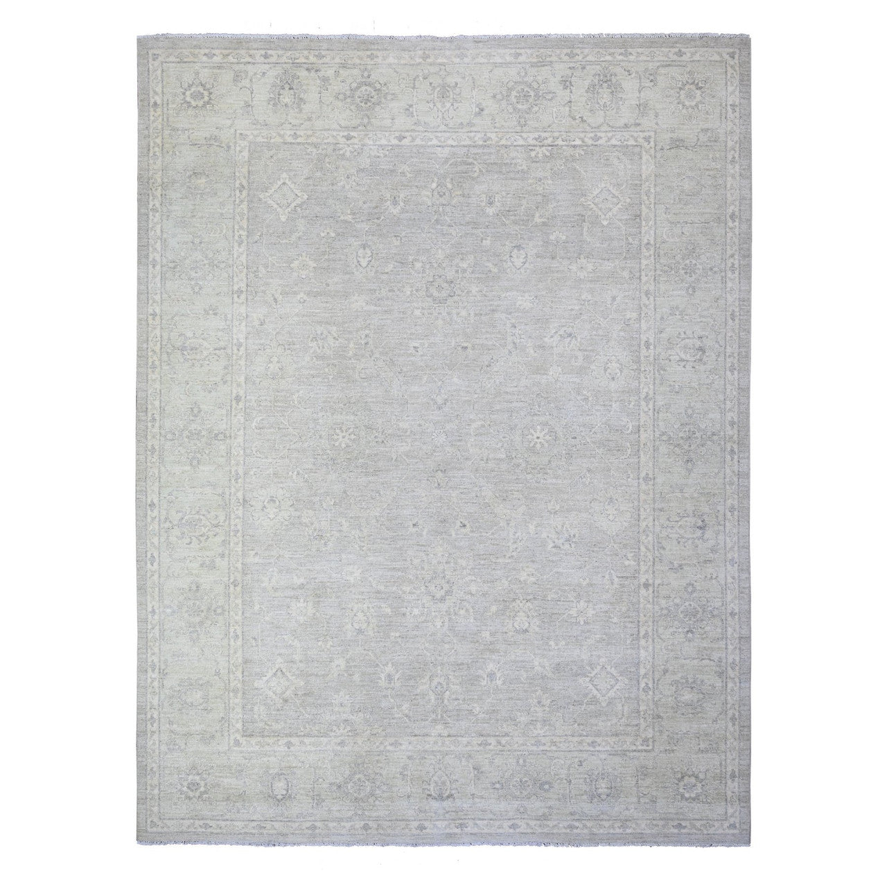 Gray 8'10" x 11'5" Oushak And Peshawar Hand knotted Wool Rug - Sku: O088582
