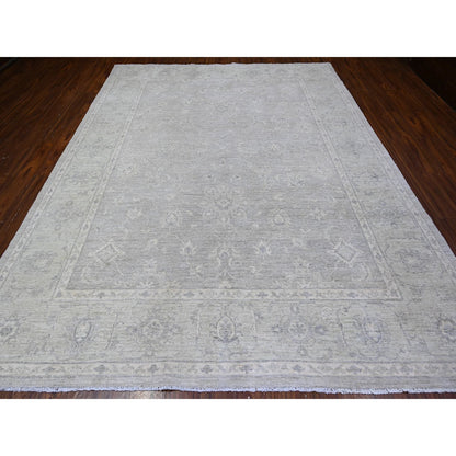 Oushak And Peshawar Wool Hand Knotted Rug Grey Gray 8.10X11.5 -O088582