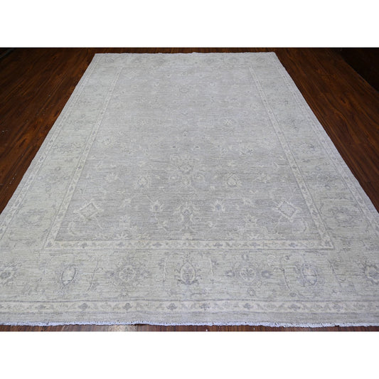 Oushak And Peshawar Wool Hand Knotted Rug Grey Gray 8.10X11.5 -O088582