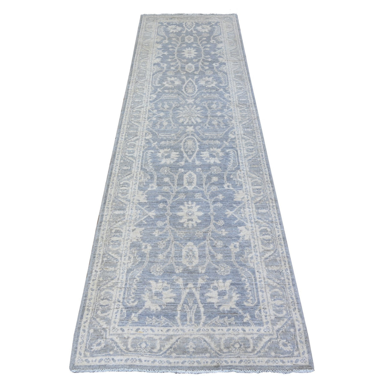 Gray 2'10" x 9'9" Oushak And Peshawar Hand knotted Wool Rug - Sku: O088587